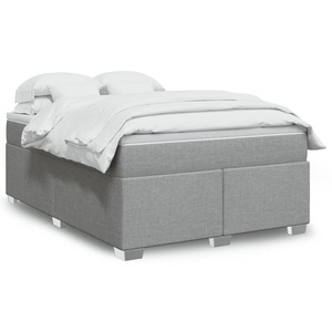 vidaXL, vidaXL Boxspringbett mit Matratze Hellgrau 160x200 cm Stoff, vidaXL Boxspringbett mit Matratze Hellgrau 160x200 cm Stoff