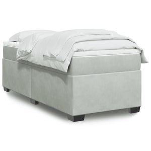 vidaXL, vidaXL Boxspringbett mit Matratze Hellgrau 100x200 cm Samt, vidaXL Boxspringbett mit Matratze Hellgrau 100x200 cm Samt