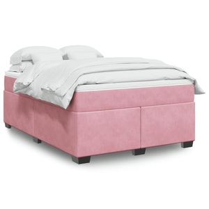 vidaXL, vidaXL Boxspringbett mit Matratze Rosa 160x200 cm Samt, vidaXL Boxspringbett mit Matratze Rosa 160x200 cm Samt