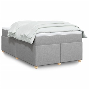 vidaXL, vidaXL Boxspringbett mit Matratze Hellgrau 120x200 cm Stoff, vidaXL Boxspringbett mit Matratze Hellgrau 120x200 cm Stoff
