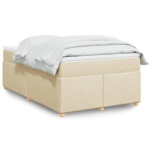 vidaXL, vidaXL Boxspringbett mit Matratze Creme 120x200 cm Stoff, vidaXL Boxspringbett mit Matratze Creme 120x200 cm Stoff