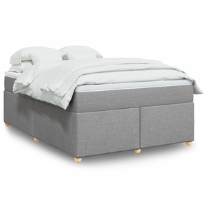 vidaXL, vidaXL Boxspringbett mit Matratze Hellgrau 140x200 cm Stoff, vidaXL Boxspringbett mit Matratze Hellgrau 140x200 cm Stoff