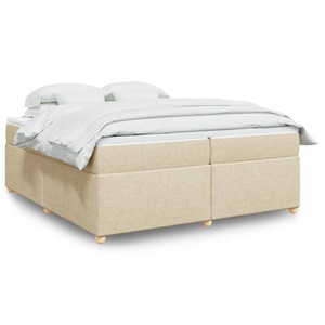 vidaXL, vidaXL Boxspringbett mit Matratze Creme 200x200 cm Stoff