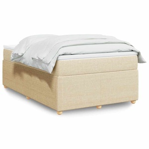 vidaXL, vidaXL Boxspringbett mit Matratze Creme 120x200 cm Stoff, vidaXL Boxspringbett mit Matratze Creme 120x200 cm Stoff