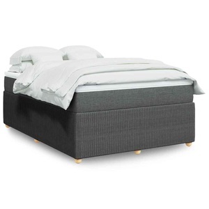 vidaXL, vidaXL Boxspringbett mit Matratze Dunkelgrau 160x200 cm Stoff, vidaXL Boxspringbett mit Matratze Dunkelgrau 160x200 cm Stoff