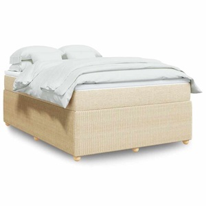 vidaXL, vidaXL Boxspringbett mit Matratze Creme 160x200 cm Stoff, vidaXL Boxspringbett mit Matratze Creme 160x200 cm Stoff
