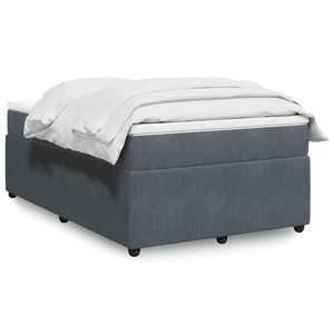vidaXL, vidaXL Boxspringbett mit Matratze Dunkelgrau 120x200 cm Samt, vidaXL Boxspringbett mit Matratze Dunkelgrau 120x200 cm Samt