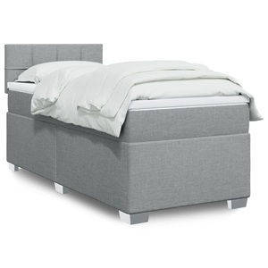 vidaXL, vidaXL Boxspringbett mit Matratze Hellgrau 90x200 cm Stoff, vidaXL Boxspringbett mit Matratze Hellgrau 90x200 cm Stoff