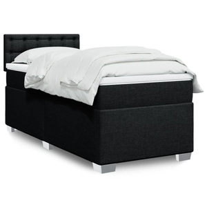 vidaXL, vidaXL Boxspringbett mit Matratze Schwarz 90x200 cm Stoff, vidaXL Boxspringbett mit Matratze Schwarz 90x200 cm Stoff