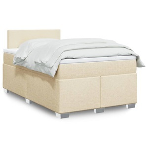 vidaXL, vidaXL Boxspringbett mit Matratze Creme 120x200 cm Stoff, vidaXL Boxspringbett mit Matratze Creme 120x200 cm Stoff