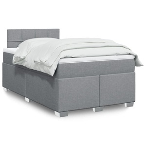 vidaXL, vidaXL Boxspringbett mit Matratze Hellgrau 120x200 cm Stoff, vidaXL Boxspringbett mit Matratze Hellgrau 120x200 cm Stoff