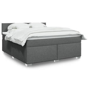vidaXL, vidaXL Boxspringbett mit Matratze Dunkelgrau 180x200 cm Stoff, vidaXL Boxspringbett mit Matratze Dunkelgrau 180x200 cm Stoff