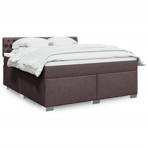 vidaXL, vidaXL Boxspringbett mit Matratze Dunkelbraun 180x200 cm Stoff, vidaXL Boxspringbett mit Matratze Dunkelbraun 180x200 cm Stoff