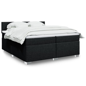 vidaXL, vidaXL Boxspringbett mit Matratze Schwarz 200x200 cm Stoff, vidaXL Boxspringbett mit Matratze Schwarz 200x200 cm Stoff