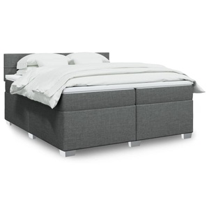 vidaXL, vidaXL Boxspringbett mit Matratze Dunkelgrau 200x200 cm Stoff