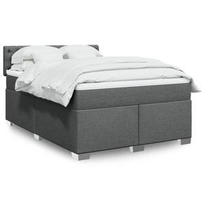 vidaXL, vidaXL Boxspringbett mit Matratze Dunkelgrau 140x200 cm Stoff, vidaXL Boxspringbett mit Matratze Dunkelgrau 140x200 cm Stoff