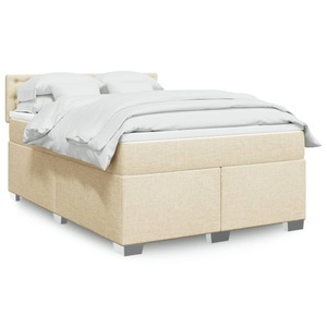 vidaXL, vidaXL Boxspringbett mit Matratze Creme 140x200 cm Stoff, vidaXL Boxspringbett mit Matratze Creme 140x200 cm Stoff