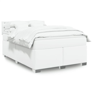 vidaXL, vidaXL Boxspringbett mit Matratze Weiß 140x200 cm Kunstleder, vidaXL Boxspringbett mit Matratze Weiß 140x200 cm Kunstleder