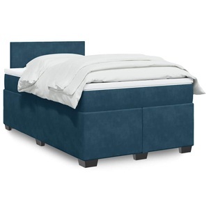 vidaXL, vidaXL Boxspringbett mit Matratze Dunkelblau 120x200 cm Samt, vidaXL Boxspringbett mit Matratze Dunkelblau 120x200 cm Samt