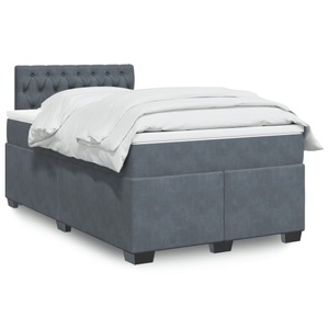 vidaXL, vidaXL Boxspringbett mit Matratze Dunkelgrau 120x200 cm Samt, vidaXL Boxspringbett mit Matratze Dunkelgrau 120x200 cm Samt