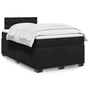vidaXL, vidaXL Boxspringbett mit Matratze Schwarz 120x200 cm Samt, vidaXL Boxspringbett mit Matratze Schwarz 120x200 cm Samt