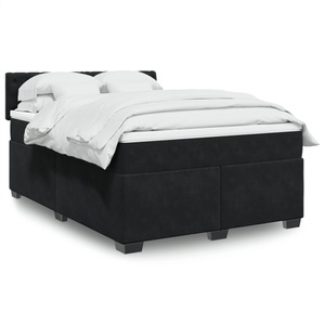 vidaXL, vidaXL Boxspringbett mit Matratze Schwarz 160x200 cm Samt, vidaXL Boxspringbett mit Matratze Schwarz 160x200 cm Samt