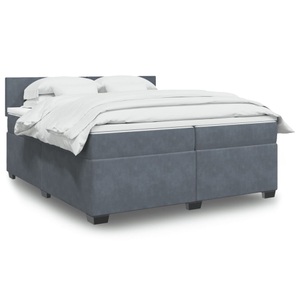 vidaXL, vidaXL Boxspringbett mit Matratze Dunkelgrau 200x200 cm Samt