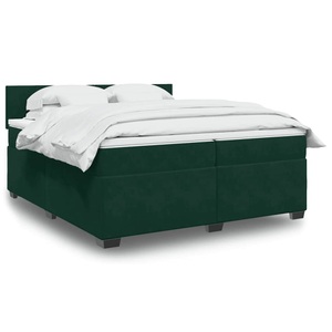 vidaXL, vidaXL Boxspringbett mit Matratze Dunkelgrün 200x200 cm Samt