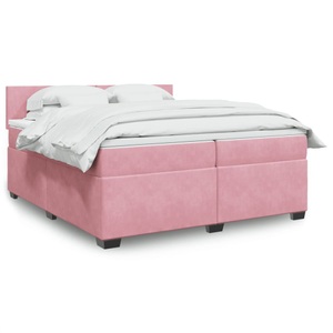 vidaXL, vidaXL Boxspringbett mit Matratze Rosa 200x200 cm Samt, vidaXL Boxspringbett mit Matratze Rosa 200x200 cm Samt