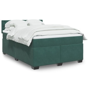 vidaXL, vidaXL Boxspringbett mit Matratze Dunkelgrün 140x200 cm Samt, vidaXL Boxspringbett mit Matratze Dunkelgrün 140x200 cm Samt
