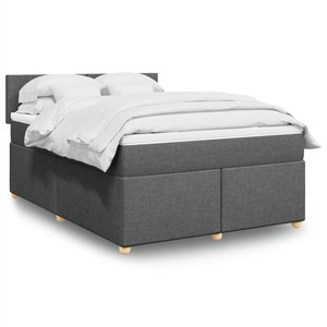 vidaXL, vidaXL Boxspringbett mit Matratze Dunkelgrau 140x200 cm Stoff, vidaXL Boxspringbett mit Matratze Dunkelgrau 140x200 cm Stoff