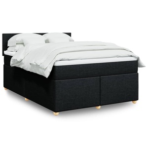 vidaXL, vidaXL Boxspringbett mit Matratze Schwarz 140x200 cm Stoff, vidaXL Boxspringbett mit Matratze Schwarz 140x200 cm Stoff