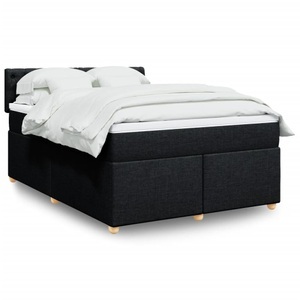 vidaXL, vidaXL Boxspringbett mit Matratze Schwarz 140x200 cm Stoff, vidaXL Boxspringbett mit Matratze Schwarz 140x200 cm Stoff