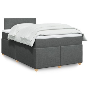 vidaXL, vidaXL Boxspringbett mit Matratze Dunkelgrau 120x200 cm Stoff, vidaXL Boxspringbett mit Matratze Dunkelgrau 120x200 cm Stoff
