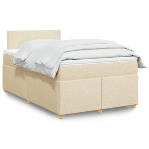 vidaXL, vidaXL Boxspringbett mit Matratze Creme 120x200 cm Stoff