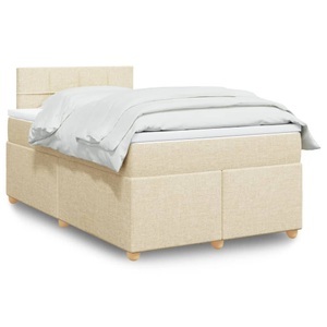 vidaXL, vidaXL Boxspringbett mit Matratze Creme 120x200 cm Stoff, vidaXL Boxspringbett mit Matratze Creme 120x200 cm Stoff