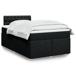 vidaXL, vidaXL Boxspringbett mit Matratze Schwarz 120x200 cm Stoff, vidaXL Boxspringbett mit Matratze Schwarz 120x200 cm Stoff