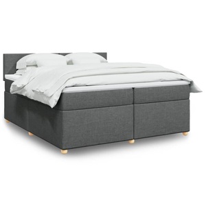 vidaXL, vidaXL Boxspringbett mit Matratze Dunkelgrau 200x200 cm Stoff