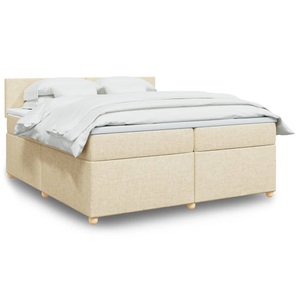 vidaXL, vidaXL Boxspringbett mit Matratze Creme 200x200 cm Stoff