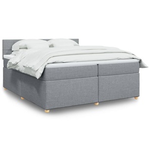 vidaXL, vidaXL Boxspringbett mit Matratze Hellgrau 200x200 cm Stoff