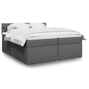 vidaXL, vidaXL Boxspringbett mit Matratze Dunkelgrau 200x200 cm Stoff