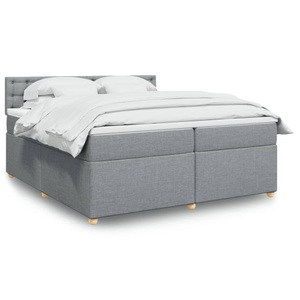 vidaXL, vidaXL Boxspringbett mit Matratze Hellgrau 200x200 cm Stoff, vidaXL Boxspringbett mit Matratze Hellgrau 200x200 cm Stoff