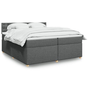 vidaXL, vidaXL Boxspringbett mit Matratze Dunkelgrau 200x200 cm Stoff