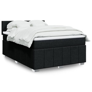 vidaXL, vidaXL Boxspringbett mit Matratze Schwarz 140x200 cm Stoff, vidaXL Boxspringbett mit Matratze Schwarz 140x200 cm Stoff