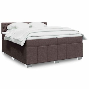 vidaXL, vidaXL Boxspringbett mit Matratze Dunkelbraun 200x200 cm Stoff