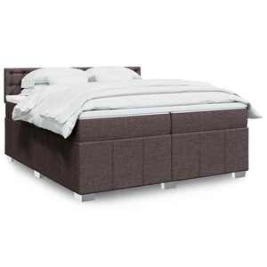 vidaXL, vidaXL Boxspringbett mit Matratze Dunkelbraun 200x200 cm Stoff