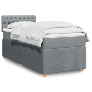 vidaXL, vidaXL Boxspringbett mit Matratze Hellgrau 80x200 cm Stoff, vidaXL Boxspringbett mit Matratze Hellgrau 80x200 cm Stoff