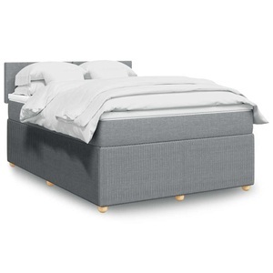 vidaXL, vidaXL Boxspringbett mit Matratze Hellgrau 140x200 cm Stoff, vidaXL Boxspringbett mit Matratze Hellgrau 140x200 cm Stoff