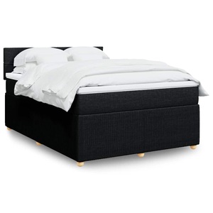 vidaXL, vidaXL Boxspringbett mit Matratze Schwarz 140x200 cm Stoff, vidaXL Boxspringbett mit Matratze Schwarz 140x200 cm Stoff