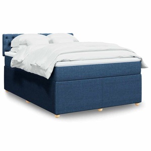 vidaXL, vidaXL Boxspringbett mit Matratze Blau 140x200 cm Stoff, vidaXL Boxspringbett mit Matratze Blau 140x200 cm Stoff